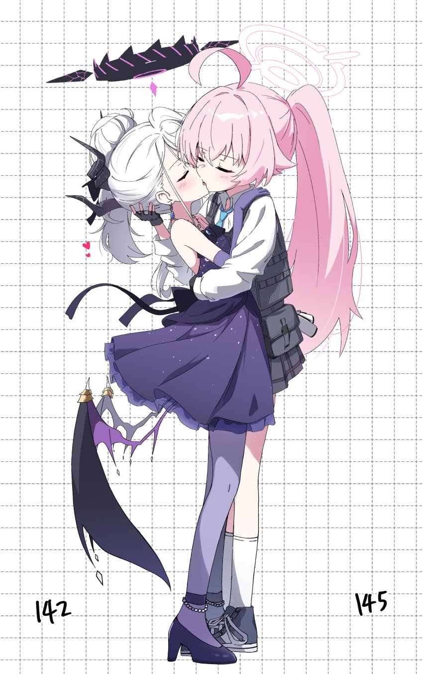 2girls, absurdres, ahoge, anklet, bare_shoulders, black_gloves, blue_archive, blush