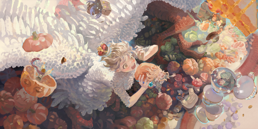 2girls, 3boys, absurdres, bag, blonde_hair, blush, body_fur, braid