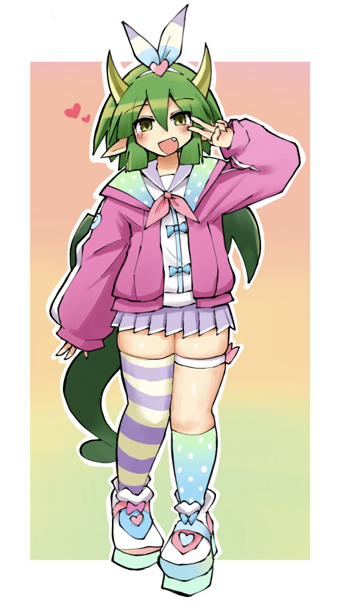 1girl, arm_up, asymmetrical_footwear, asymmetrical_legwear, blue_bow, blue_jacket, blue_ribbon, blue_shoes