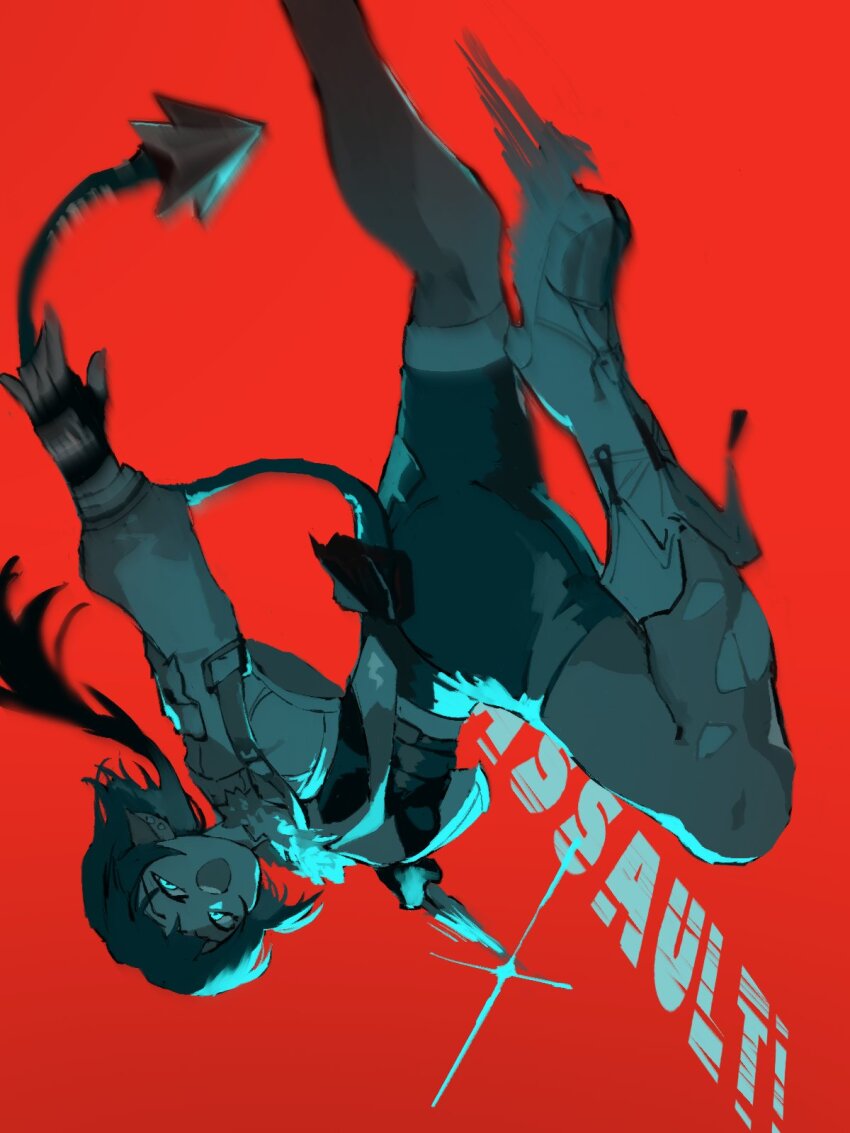 1girl, animal_ears, black_gloves, black_hair, blue_eyes, commentary_request, earrings, english_text