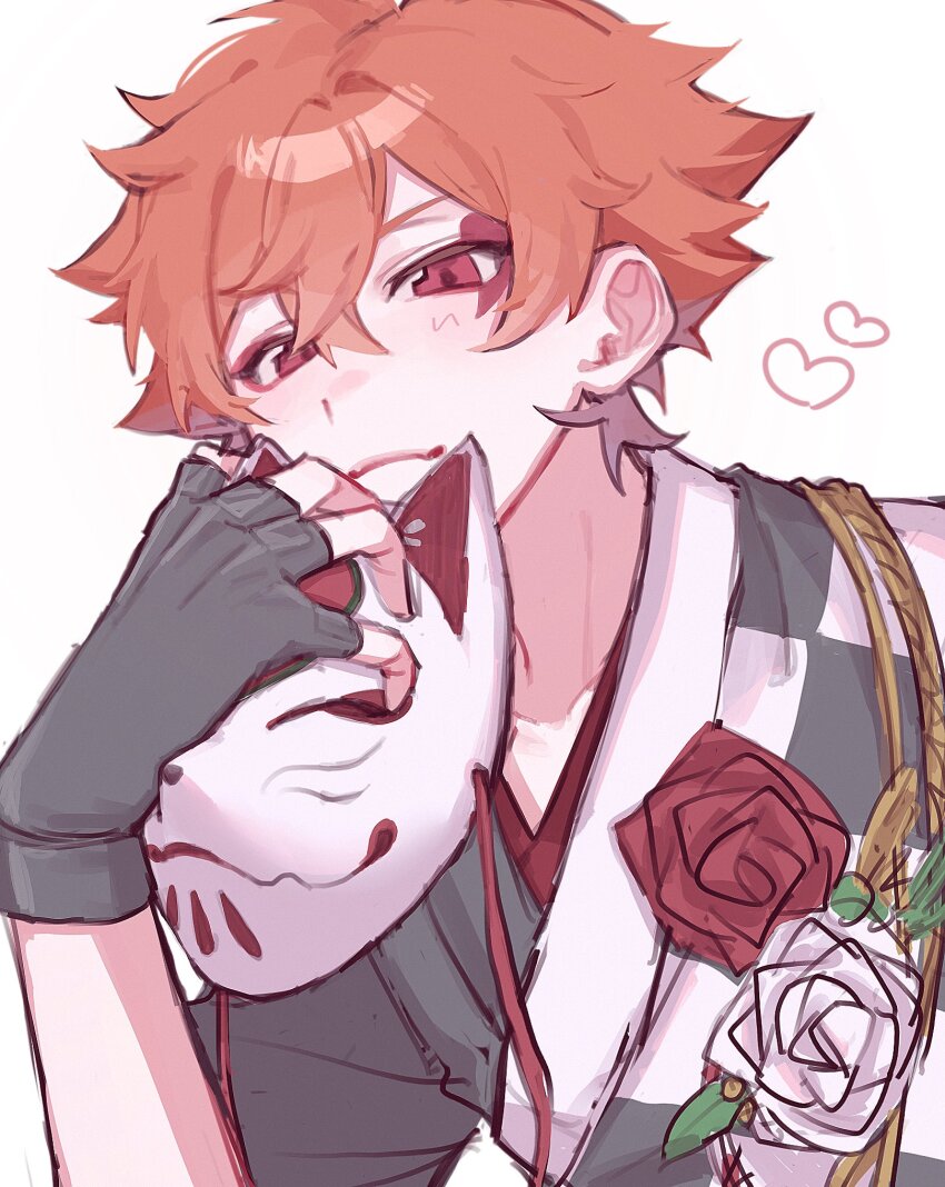 1boy, a_dx0, ace_trappola, ace_trappola_(new_year's_attire), black_gloves, closed_mouth, commentary, english_commentary