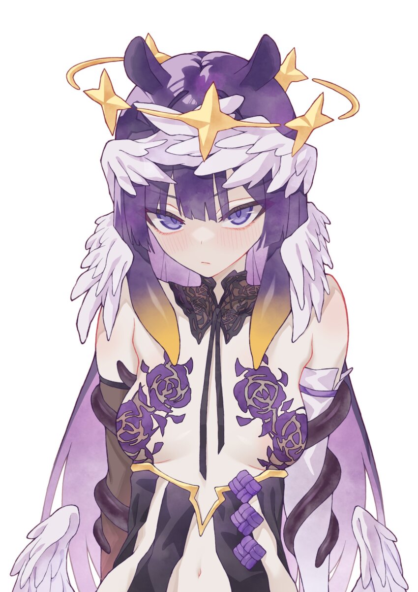 1girl, absurdres, asymmetrical_gloves, bare_shoulders, boijfal, breasts, commentary, dot_nose