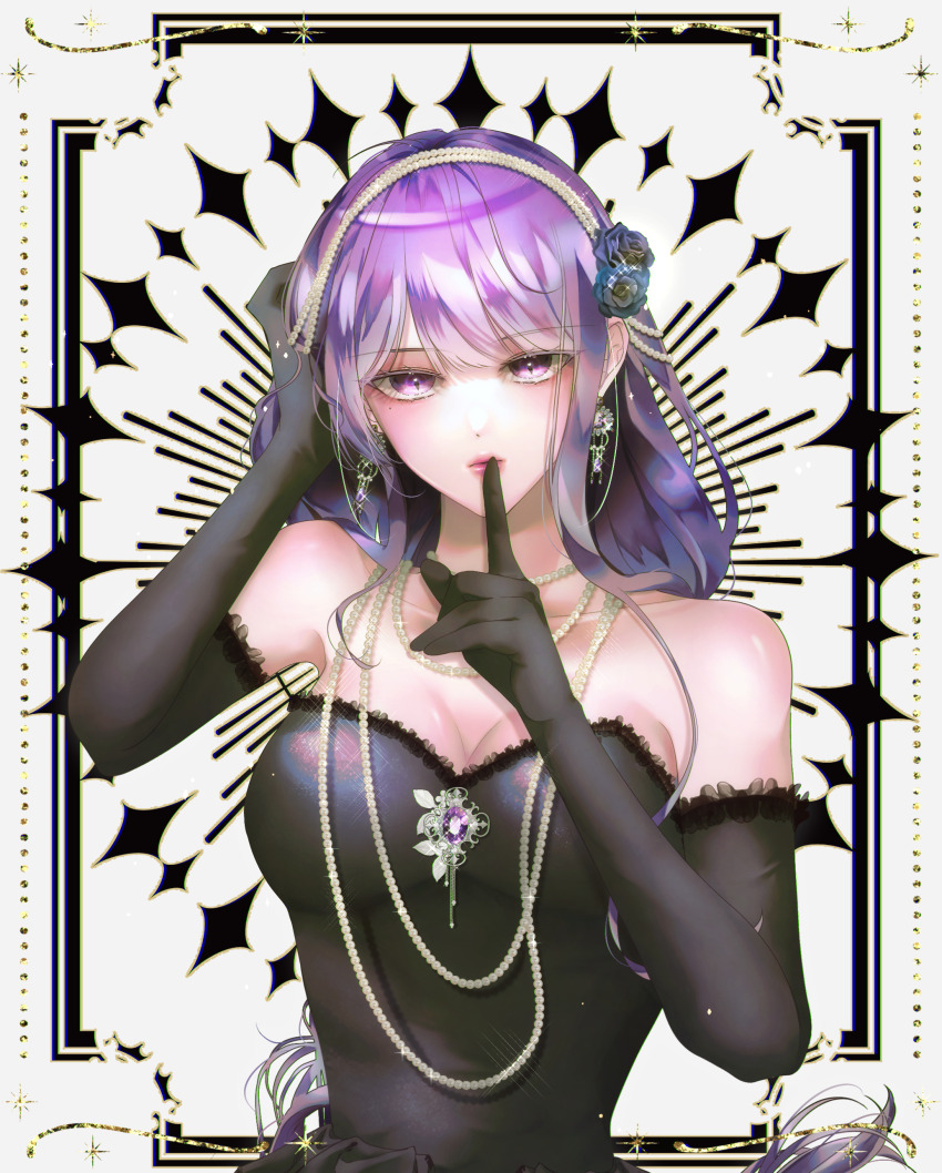 1girl, absurdres, alternate_costume, alternate_universe, bare_shoulders, black_dress, blunt_bangs, breasts