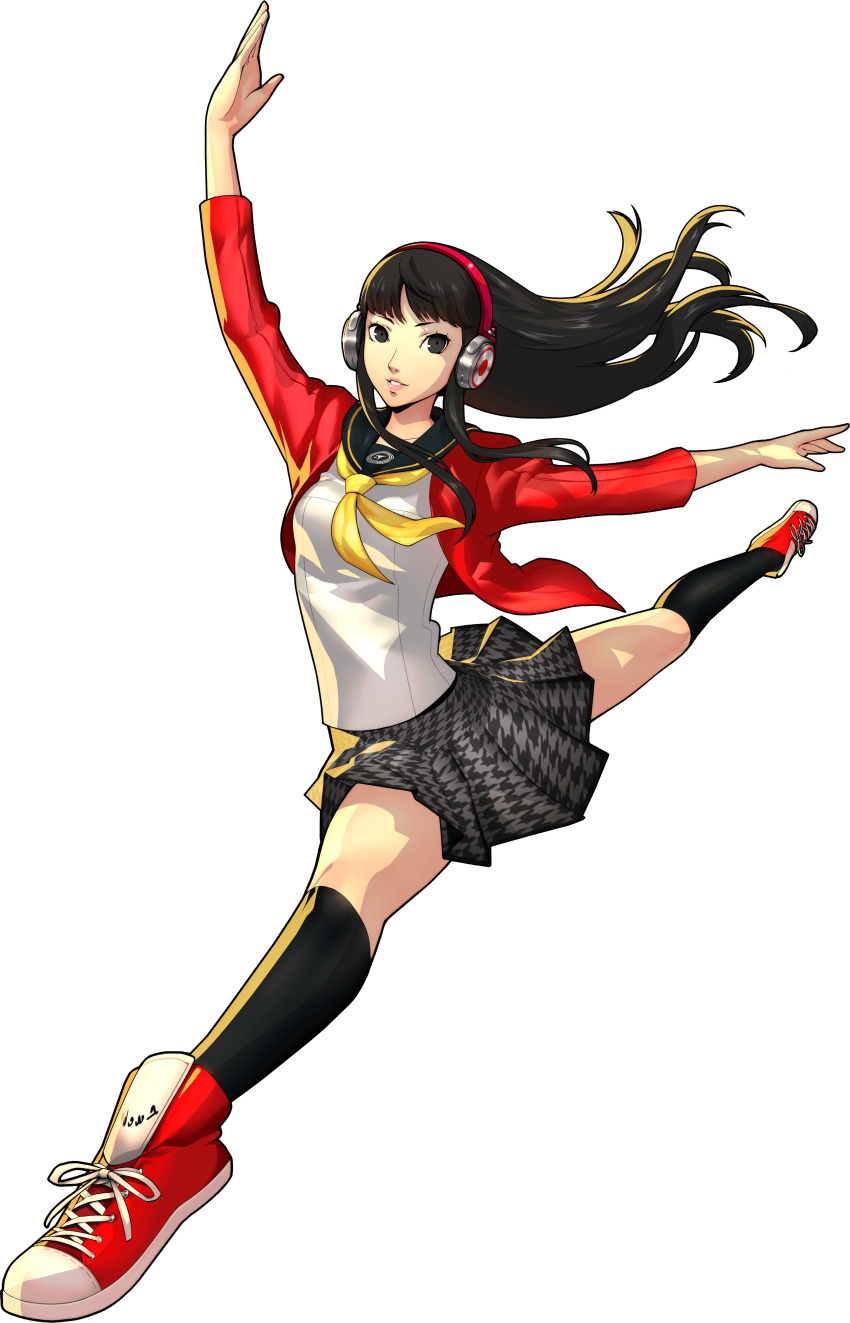 1girl, absurdres, amagi_yukiko, black_hair, brown_eyes, cardigan, full_body, hairband