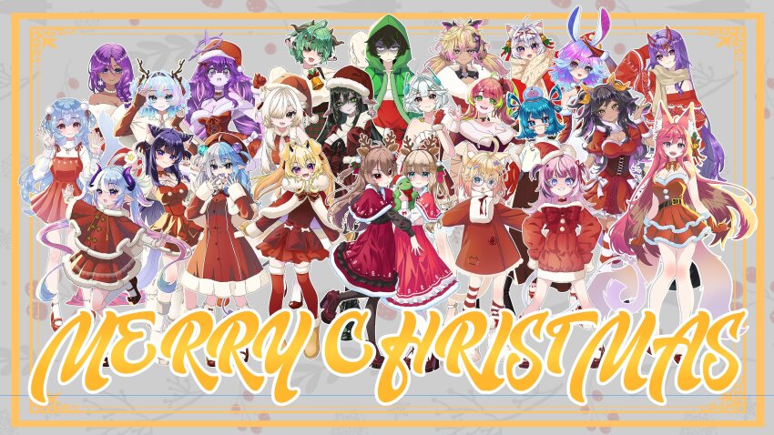 2boys, 6+girls, absurdres, ahoge, akuma_nihmune, anger_vein, animal_ear_fluff, animal_ears