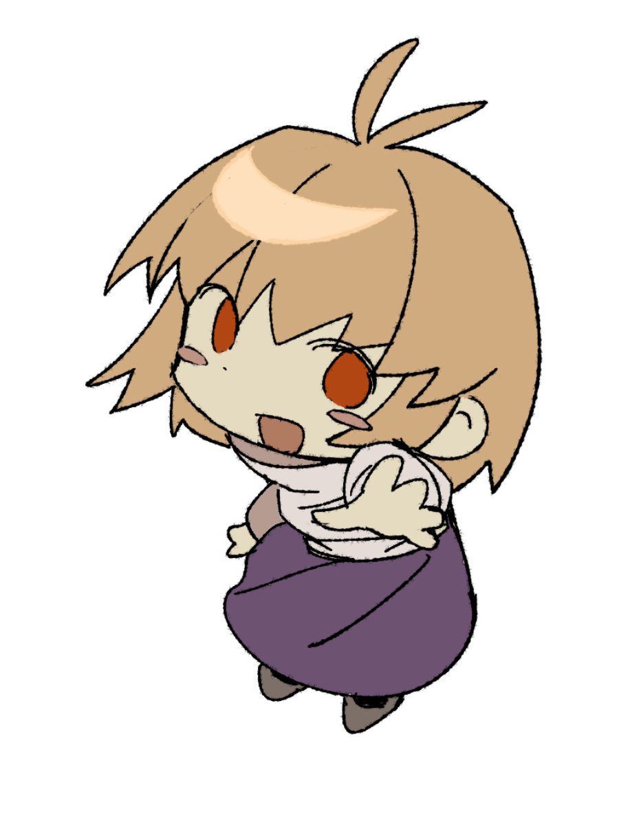 1girl, :d, ahoge, arcueid_brunestud, blonde_hair, blush, blush_stickers, chibi