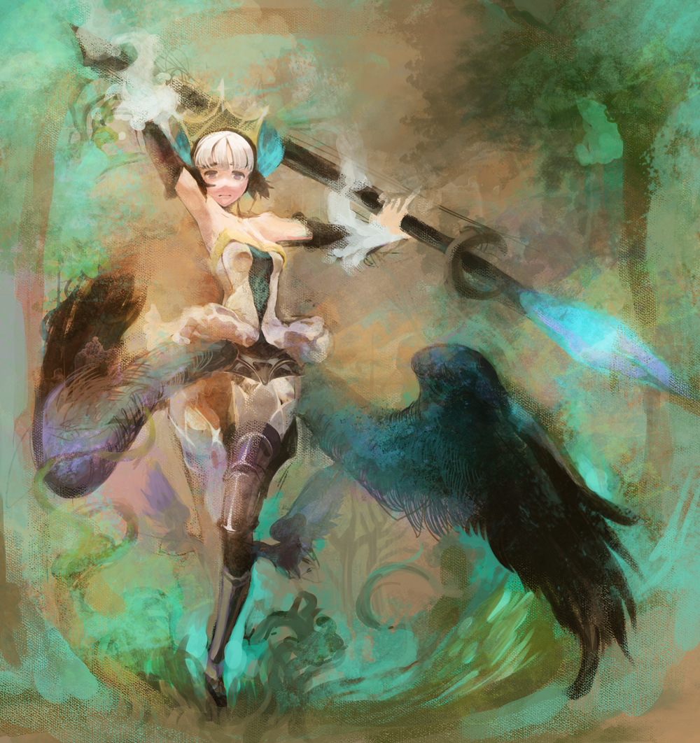 1girl, armor, armored_dress, bad_id, bad_pixiv_id, breasts, cleavage, detached_sleeves