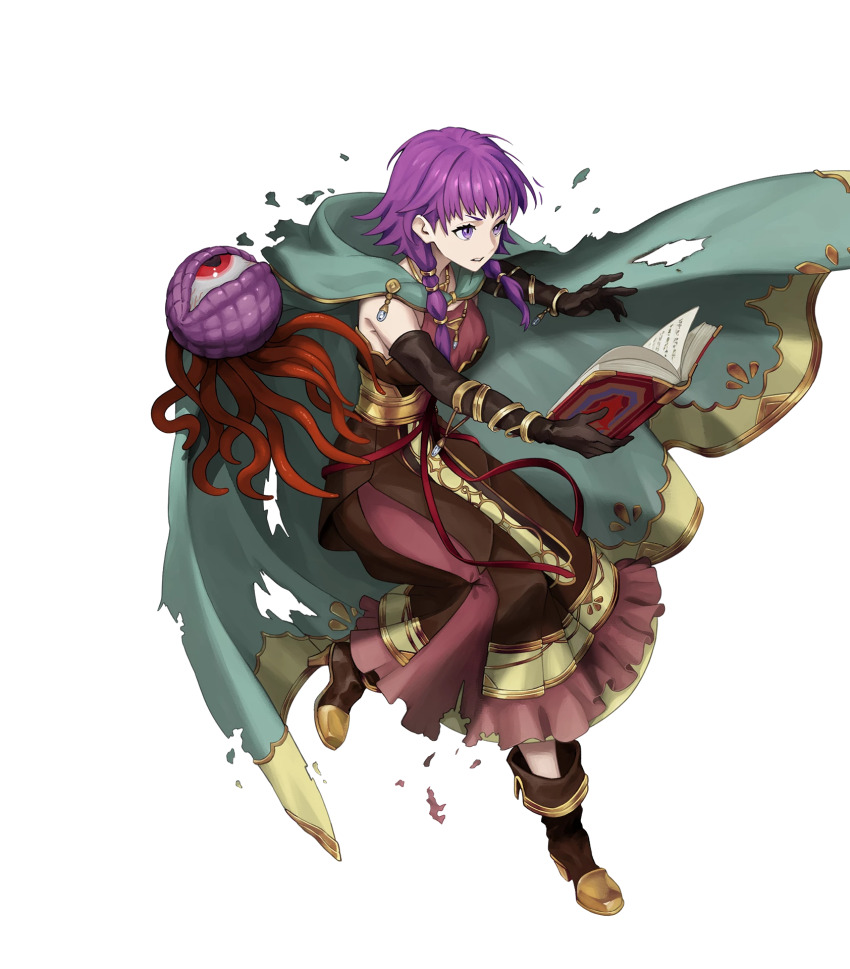 1girl, black_gloves, book, cloak, elbow_gloves, female_focus, fire_emblem, fire_emblem:_the_sacred_stones