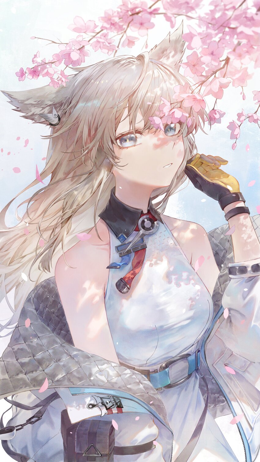 1girl, absurdres, ahoge, animal_ears, arknights, arknights:_endfield, armpit_crease, bare_shoulders