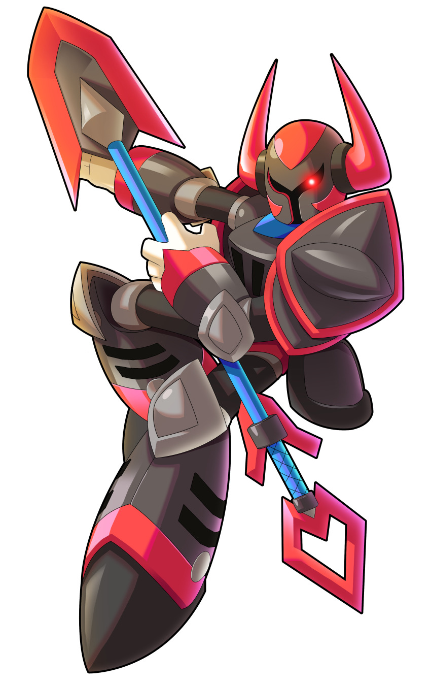 1boy, absurdres, armor, armored_boots, black_armor, black_helmet, black_knight_(shovel_knight), boots