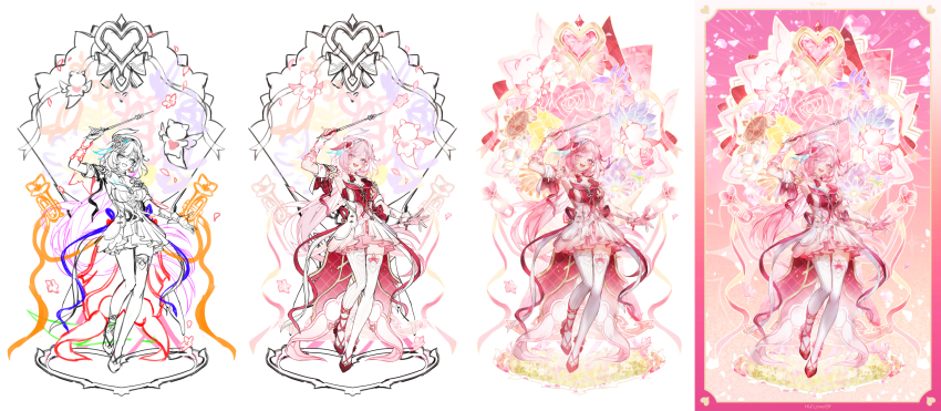 1girl, absurdres, beret, border, breasts, commentary, crystal_flower, diamond-shaped_pupils