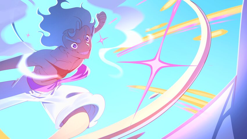 1boy, absurdres, blue_sky, cloud, collarbone, commentary, cross_scar, elasticity