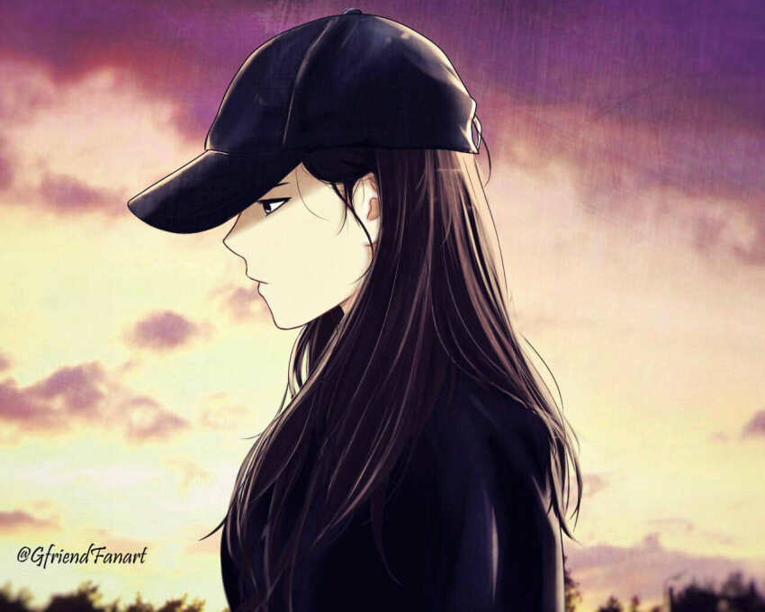 1girl, black_hair, black_hat, black_shirt, brown_hair, closed_mouth, commentary, english_commentary