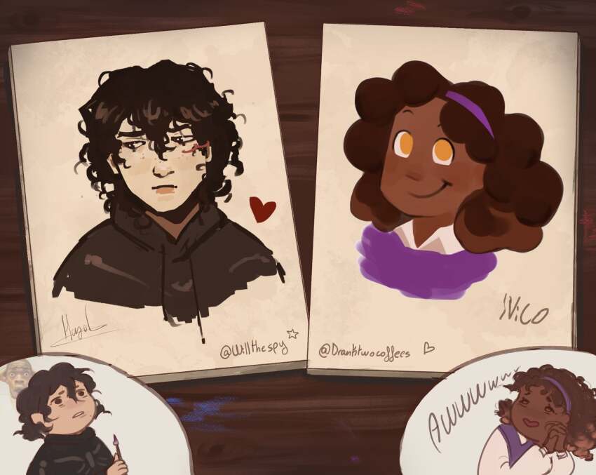 1boy, 1girl, artist_collaboration, bags_under_eyes, black_eyes, black_hair, black_hoodie, brother_and_sister