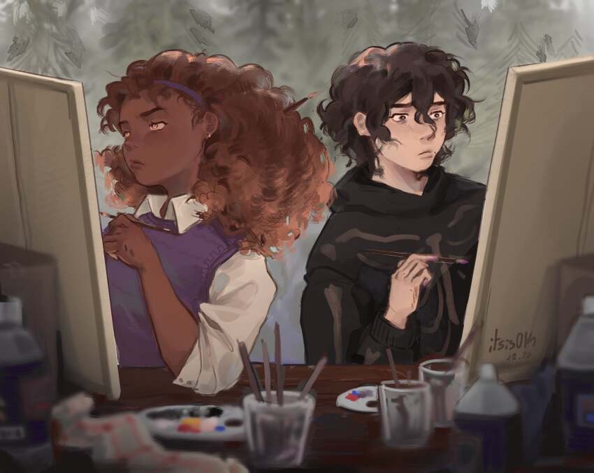 1boy, 1girl, bags_under_eyes, black_eyes, black_hair, black_hoodie, bottle, brother_and_sister