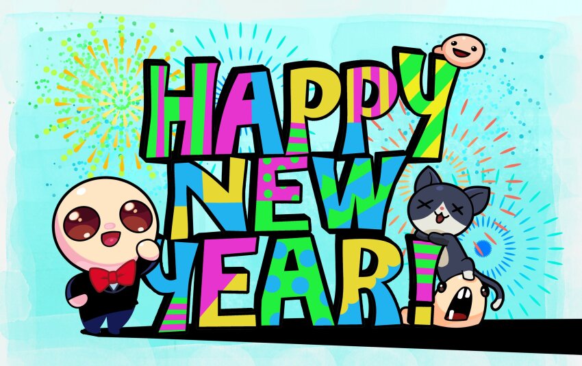 2boys, :d, artist_request, bald, black_fur, black_sleeves, black_suit, black_tail