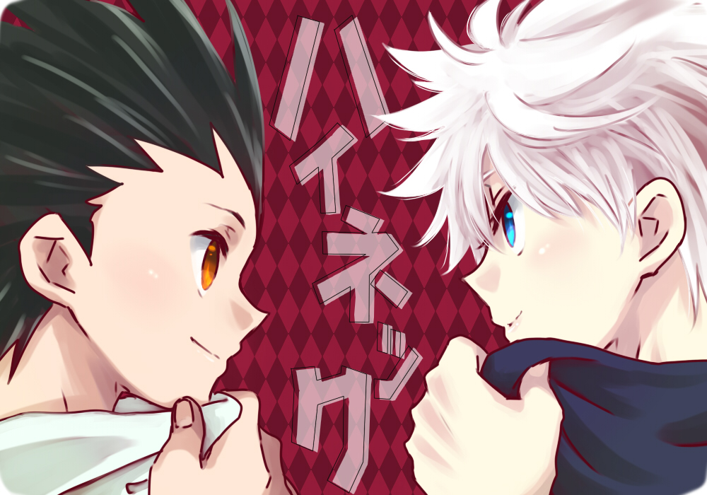 2boys, black_hair, blue_eyes, gon_freecss, hii101, hii_(hii101), hunter_x_hunter, killua_zoldyck