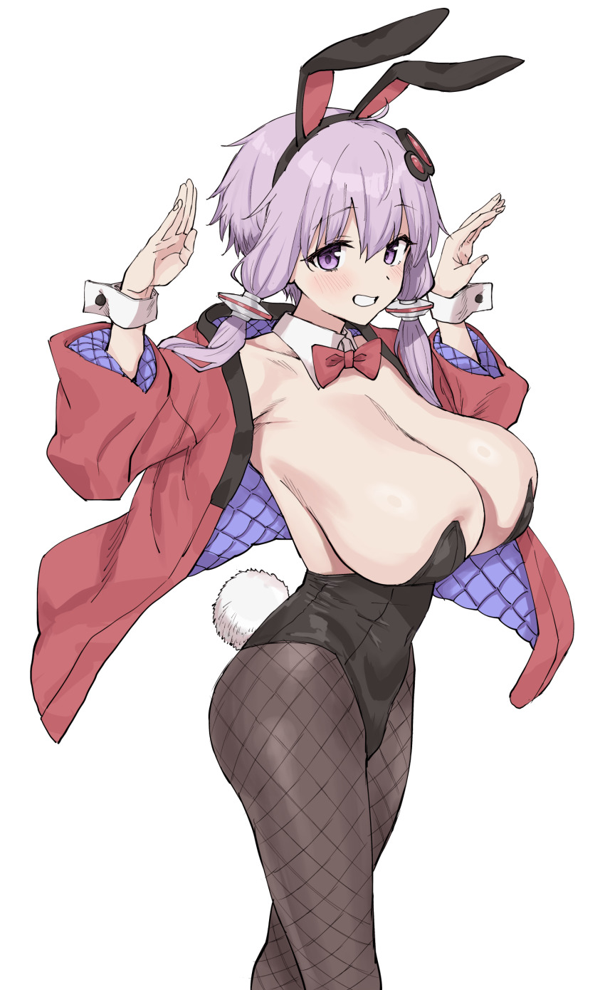 1girl, absurdres, animal_ears, bare_shoulders, black_leotard, blush, breasts, brown_pantyhose