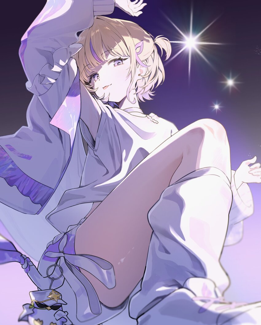 1girl, :p, absurdres, arm_up, banpen_(todoroki_hajime), blonde_hair, choker, dangdidangdi