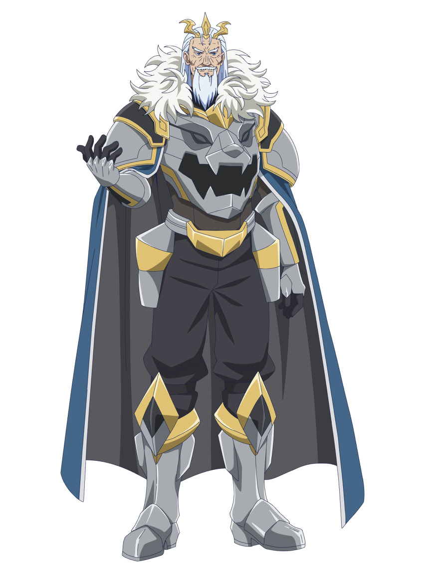 1boy, absurdres, anime_coloring, arm_at_side, armor, armor_request, armored_boots, beard