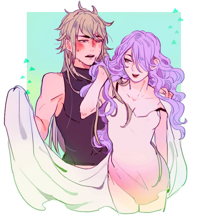 1boy, 1girl, alternate_costume, camilla_(fire_emblem), duckhymn, fire_emblem, fire_emblem_fates, grey_hair