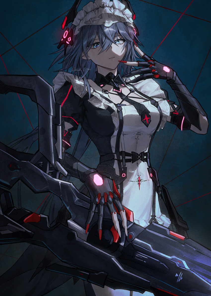 1girl, absurdres, blue_eyes, blue_hair, breasts, commentary, cowboy_shot, discord:_secator_(pgr)