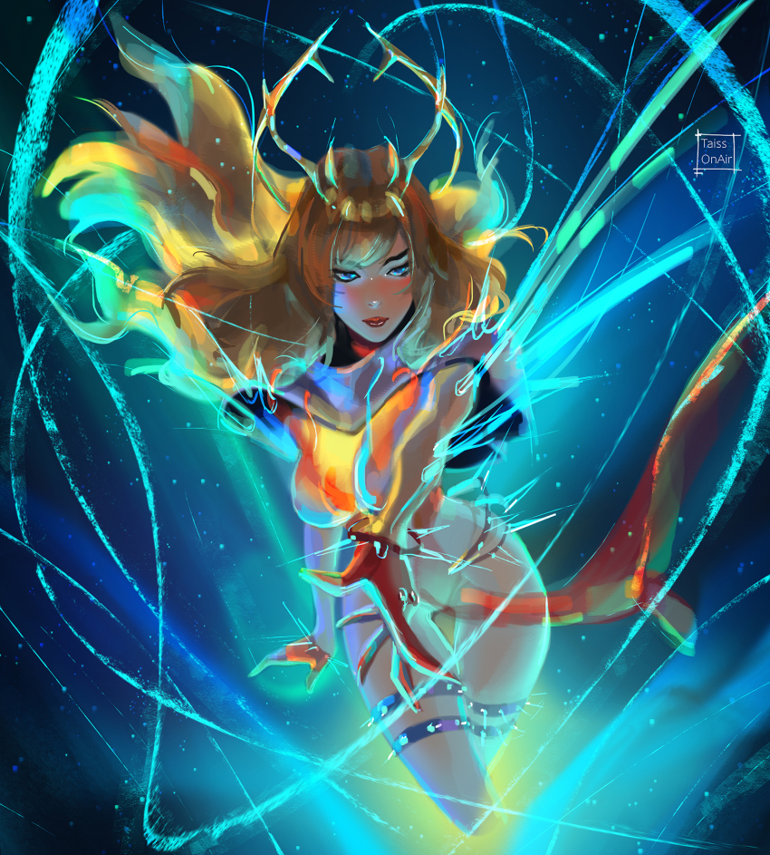 1girl, artist_name, blonde_hair, blue_eyes, breasts, closed_mouth, commentary, english_commentary