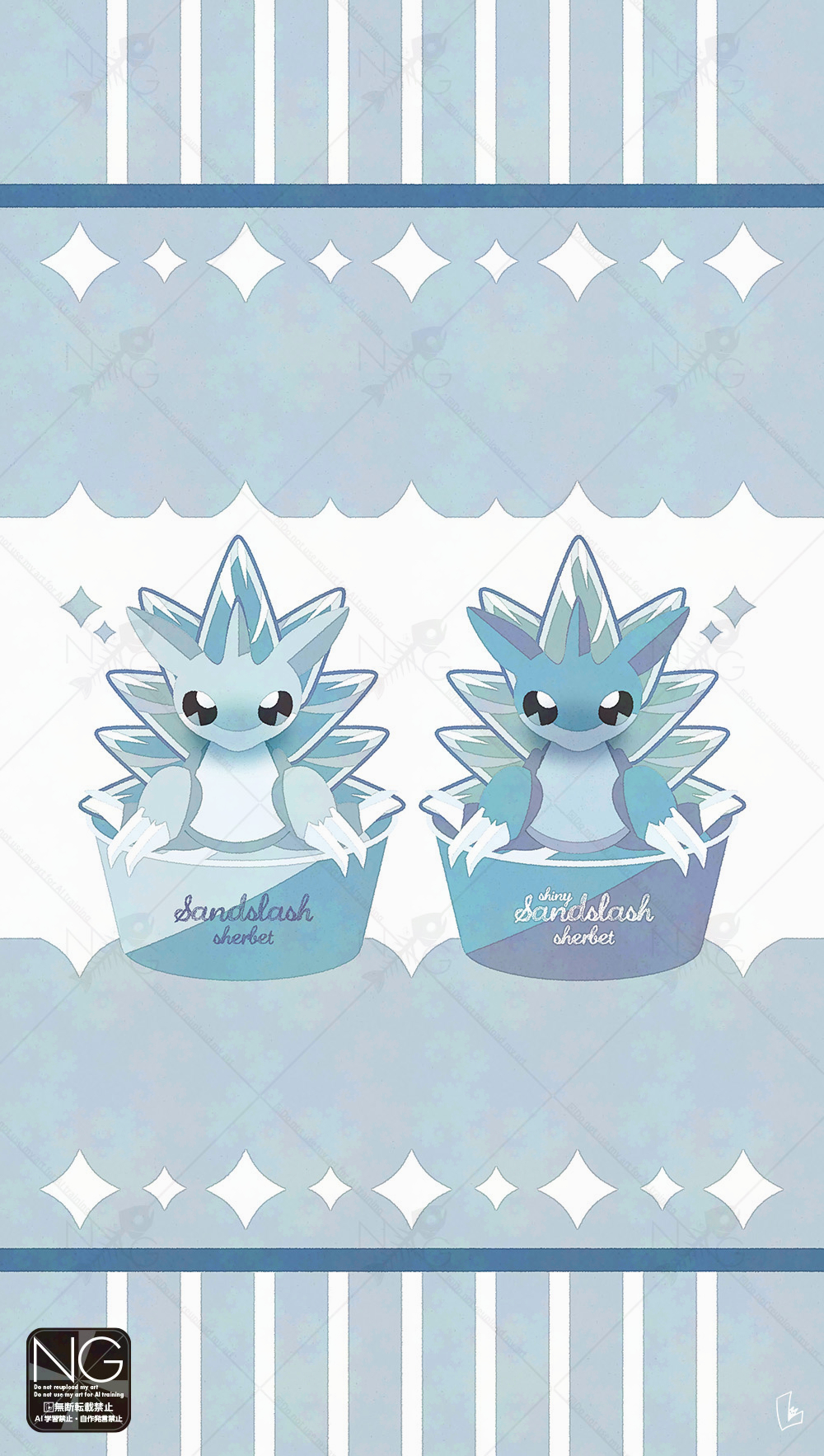 alolan_form, alolan_sandslash, alternate_color, claws, commentary, cup, diamond_(shape), gen_7_pokemon