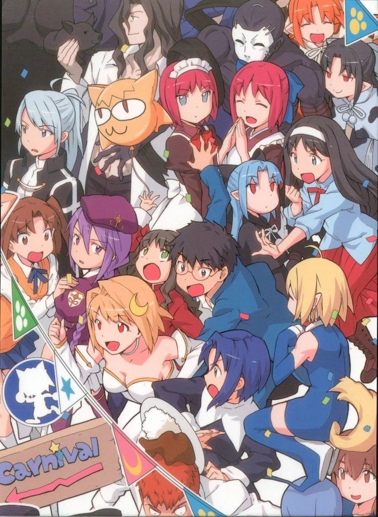 5boys, 6+girls, :d, animal_ears, apron, arcueid_brunestud, arima_miyako, artist_request