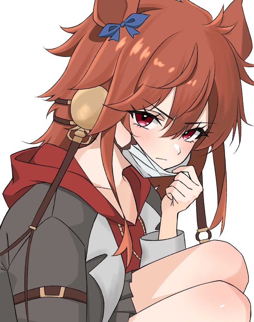 absurdres, animal_ears, blush, bow, brown_hair, closed_mouth, collarbone, ear_bow