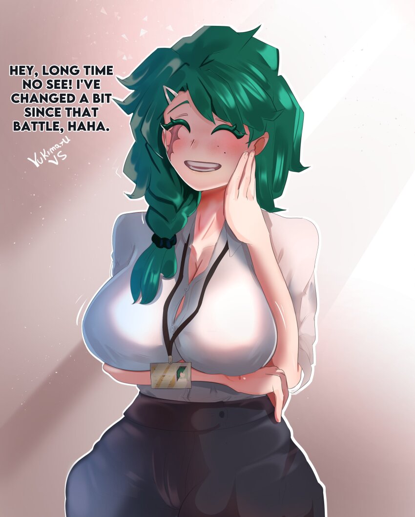 1girl, absurdres, boku_no_hero_academia, breasts, commentary, english_commentary, genderswap, genderswap_(mtf), highres, large_breasts, midoriya_izuku, solo, tagme, teacher, yukimaruvs