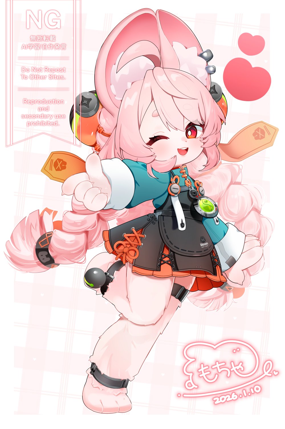 1girl, ;d, animal_ear_fluff, animal_ear_piercing, animal_ears, animal_feet, animal_hands, black_dress