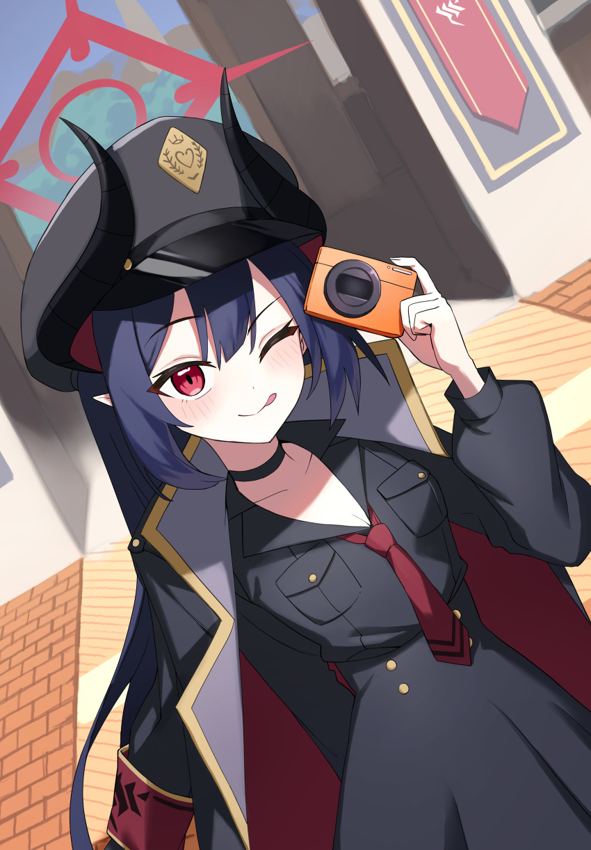 1girl, absurdres, armband, axokim, black_choker, blue_archive, blue_jacket, blue_shirt