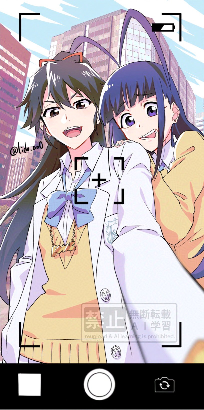 1boy, 1girl, adversarial_noise, alternate_breast_size_(smaller), alternate_costume, androgynous, antenna_hair, bambietta_basterbine