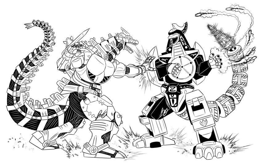 claws, crest, crossover, cyborg, dinosaur, dragon, dragon_caesar, dragonzord