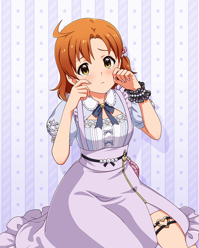 1girl, ahoge, bow, closed_mouth, commentary_request, drop_shadow, fingernails, frown