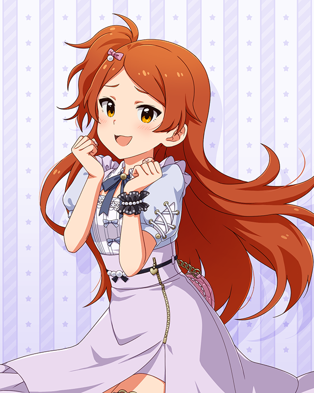 1girl, bow, commentary_request, game_cg, hair_bow, hands_up, idolmaster, idolmaster_million_live!