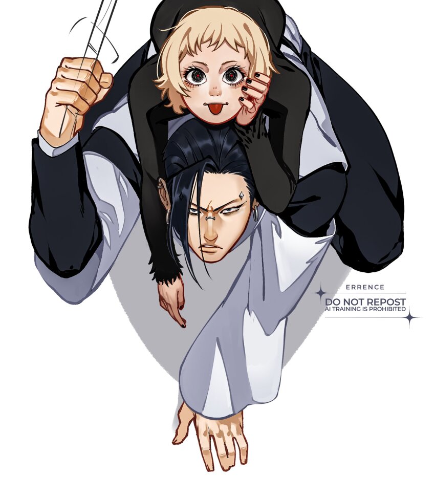 carrying, errence, highres, kagurabachi, kuguri_(kagurabachi), piggyback, toto_(kagurabachi)