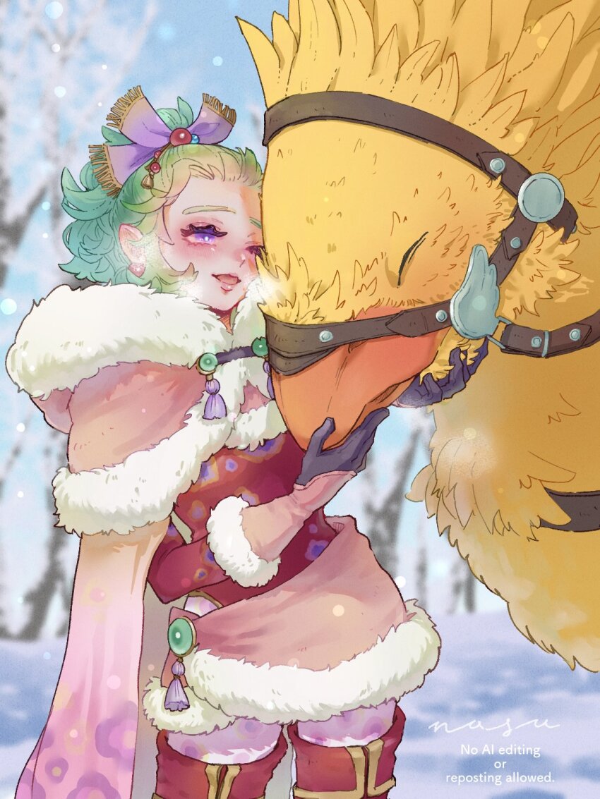 1girl, adapted_costume, artist_name, bird, blurry, blurry_background, boots, cape