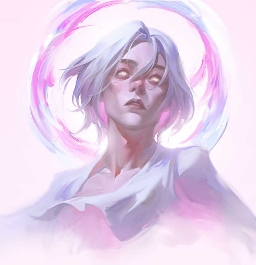 1boy, absurdres, arcane:_league_of_legends, arcane_savior_viktor, cloak, commentary, cropped_shoulders, curtained_hair