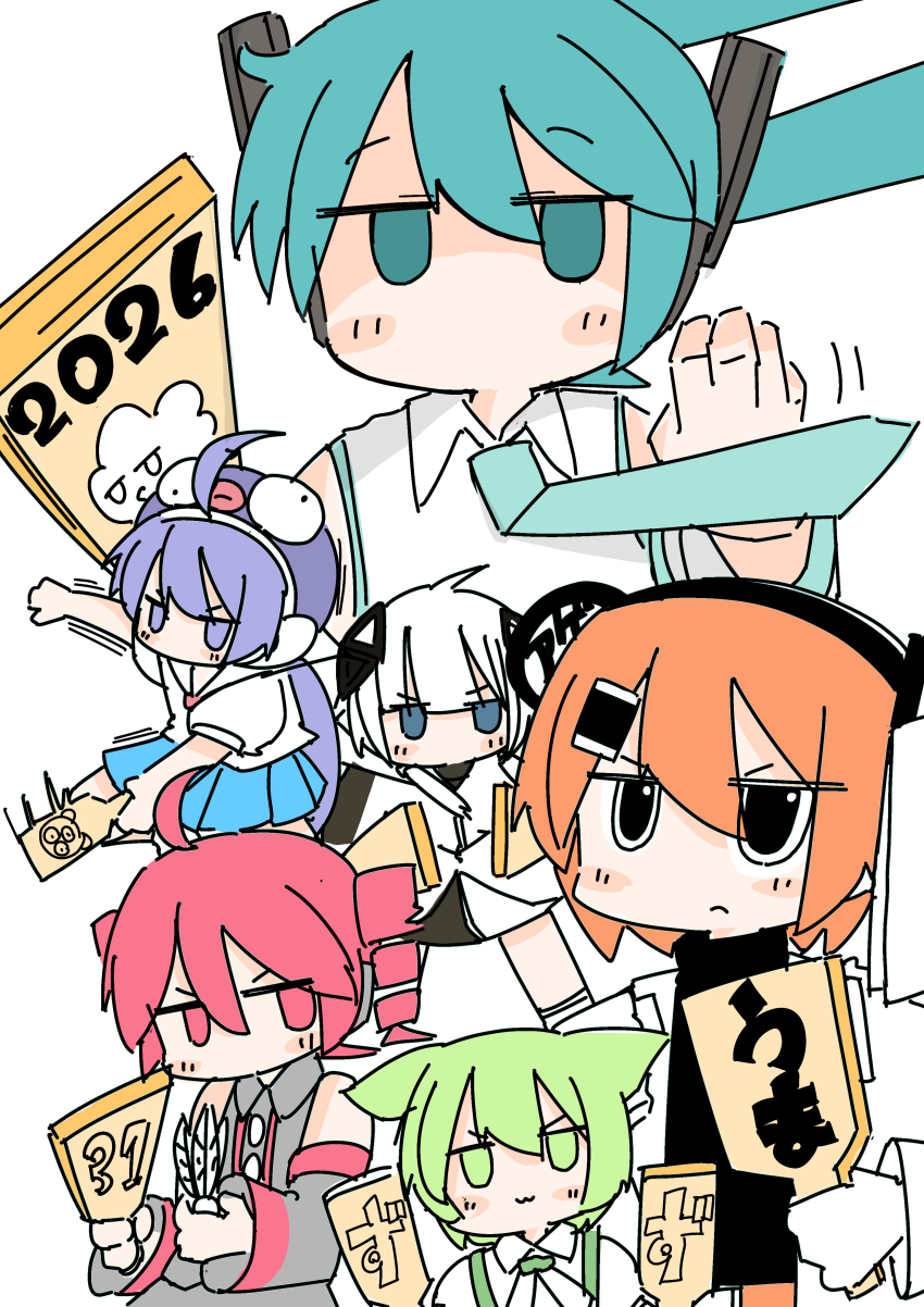 2026, 6+girls, :3, a.i._voice, absurdres, adachi_rei, ahoge, aqua_eyes