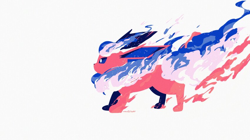 absurdres, all_fours, black_sclera, colored_sclera, fire, flareon, from_side, gen_1_pokemon