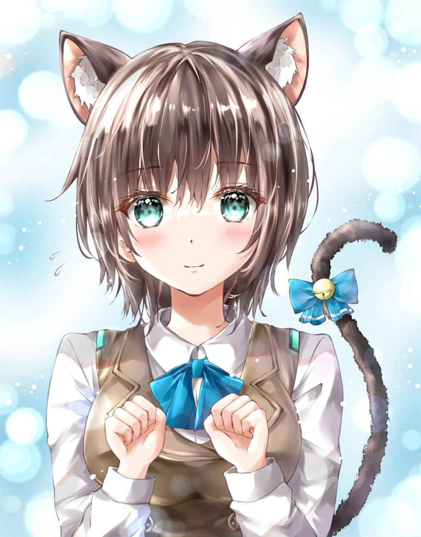 1girl, absurdres, animal_ear_fluff, animal_ears, aoi_erika, aqua_eyes, ayaro_(genkiloobaii), bell