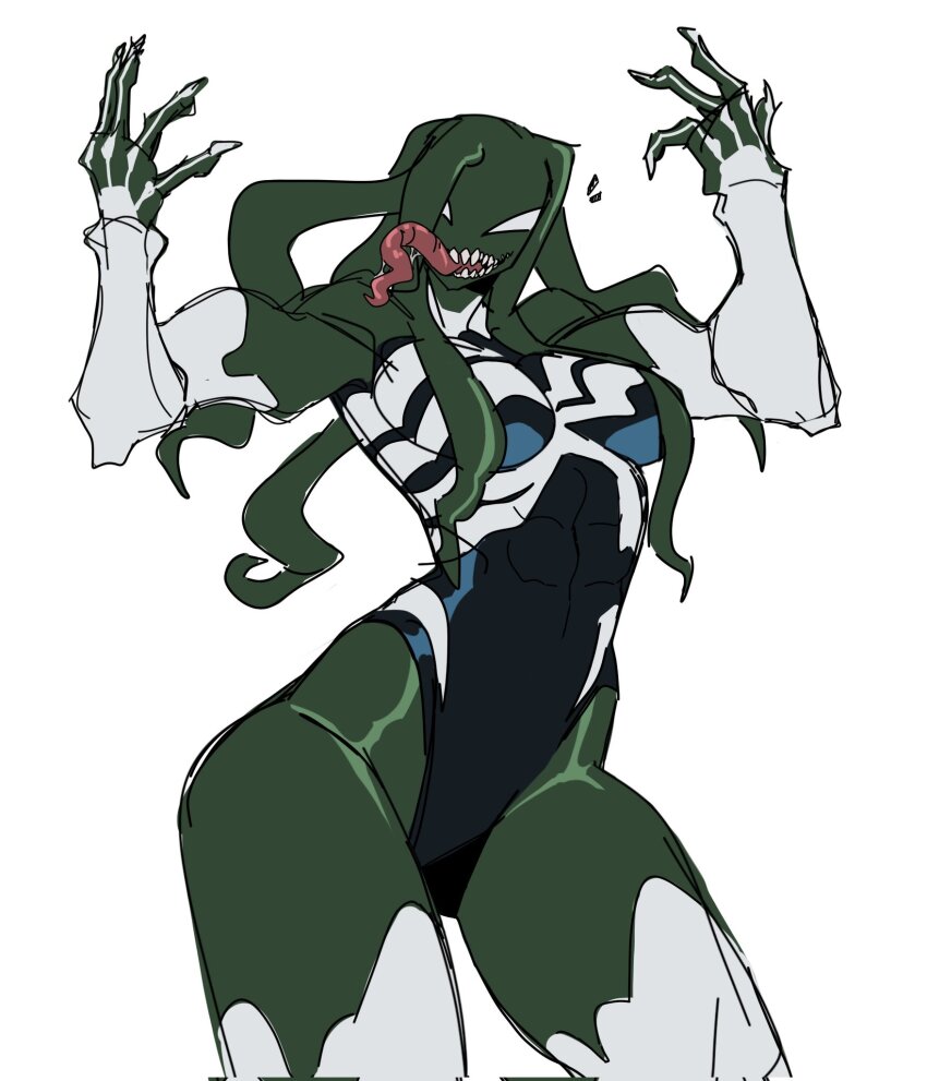 1girl, abs, colored_skin, leotard, marvel, muscular, muscular_female, she-hulk