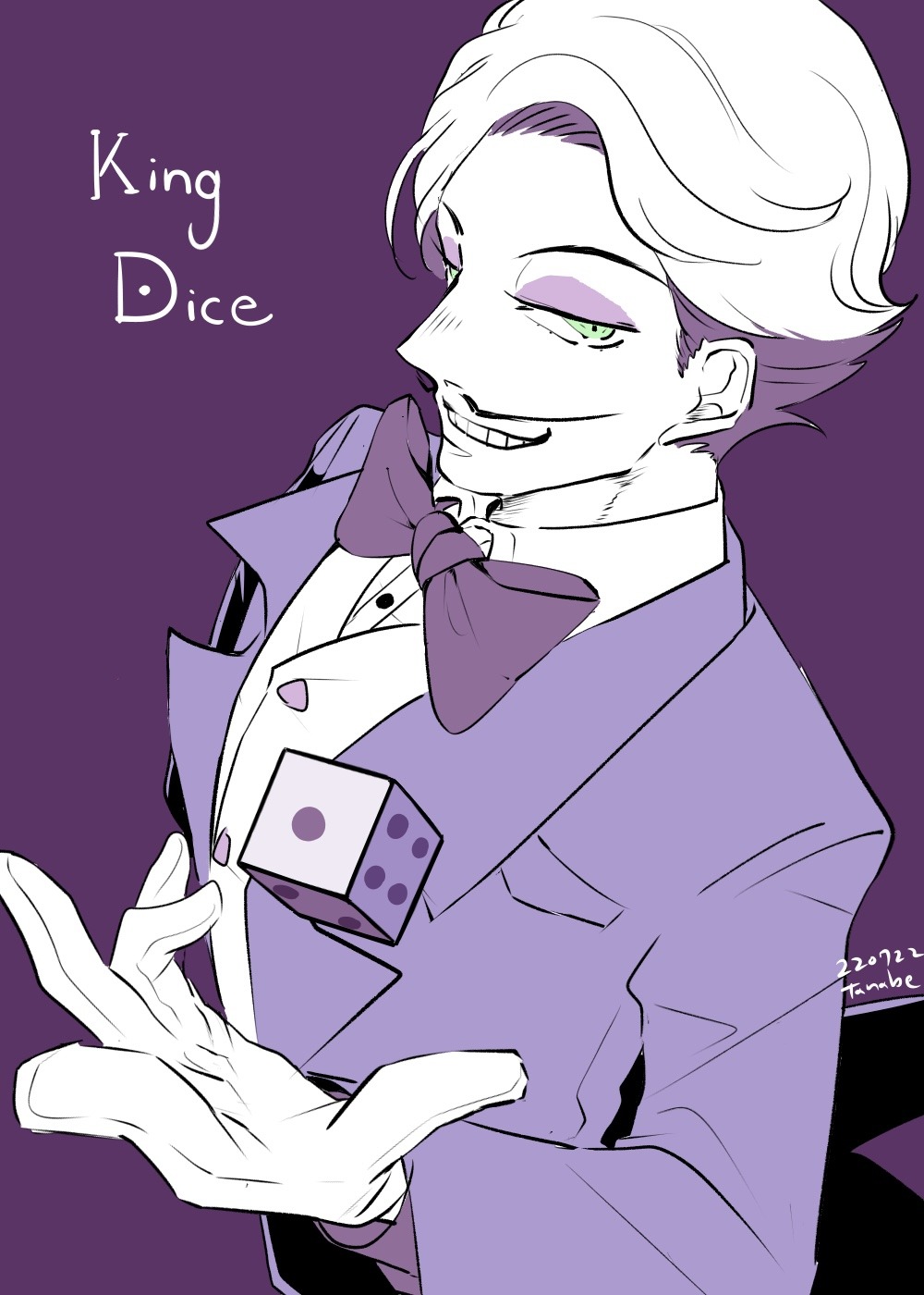 1boy, 2022, :d, artist_name, bow, bowtie, buttons, character_name