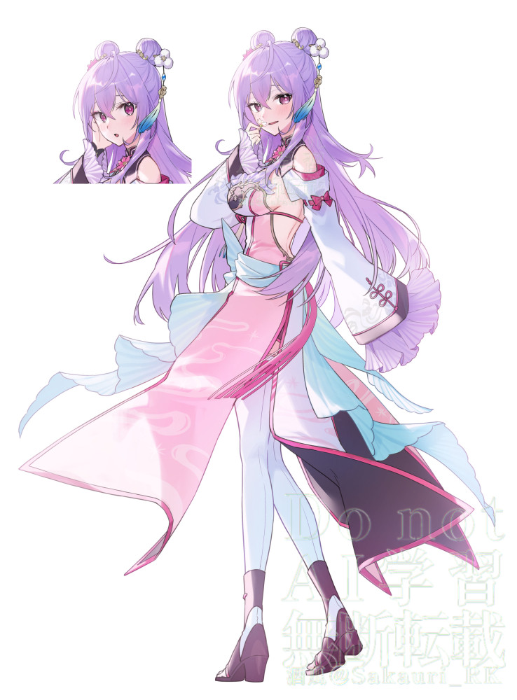 1girl, ahoge, arm_up, bare_shoulders, boots, breasts, chinese_clothes, commentary_request