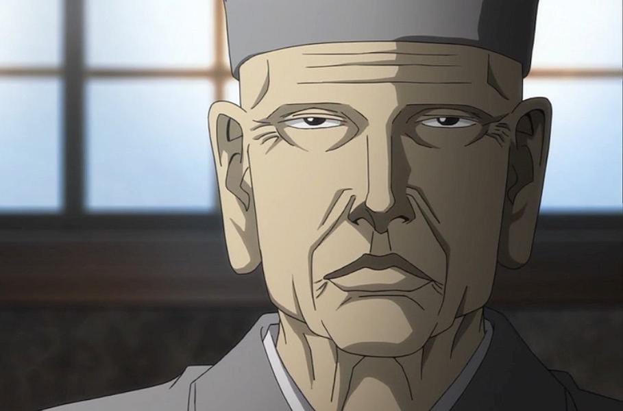 grey_hat, hat, hyouge_mono, large_ears, old, old_man, senno_soueki, small_eyes