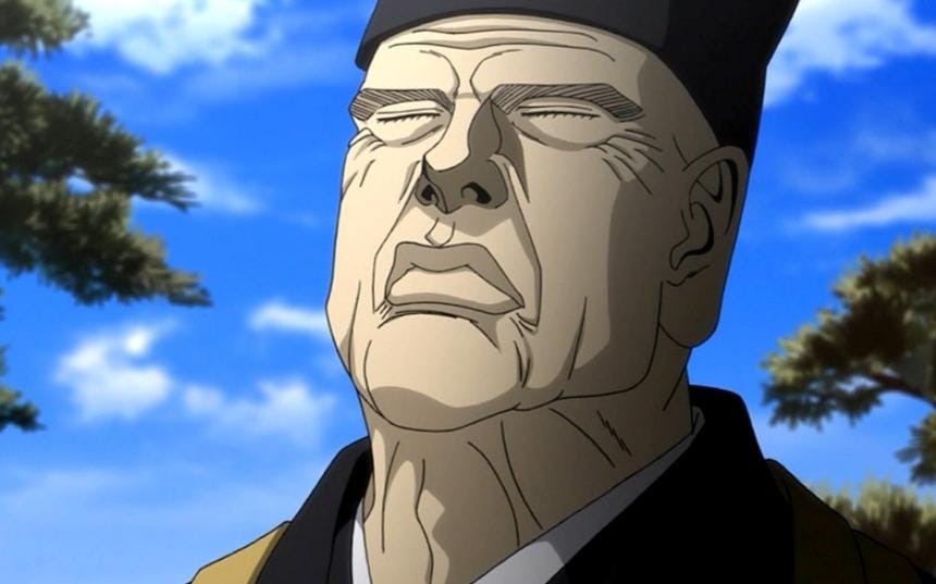 black_hat, closed_eyes, hat, hyouge_mono, large_ears, old, old_man, senno_soueki