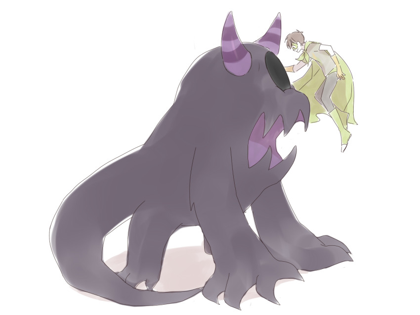 1boy, alternate_form, animification, black_pantyhose, black_skin, boots, brown_hair, cape