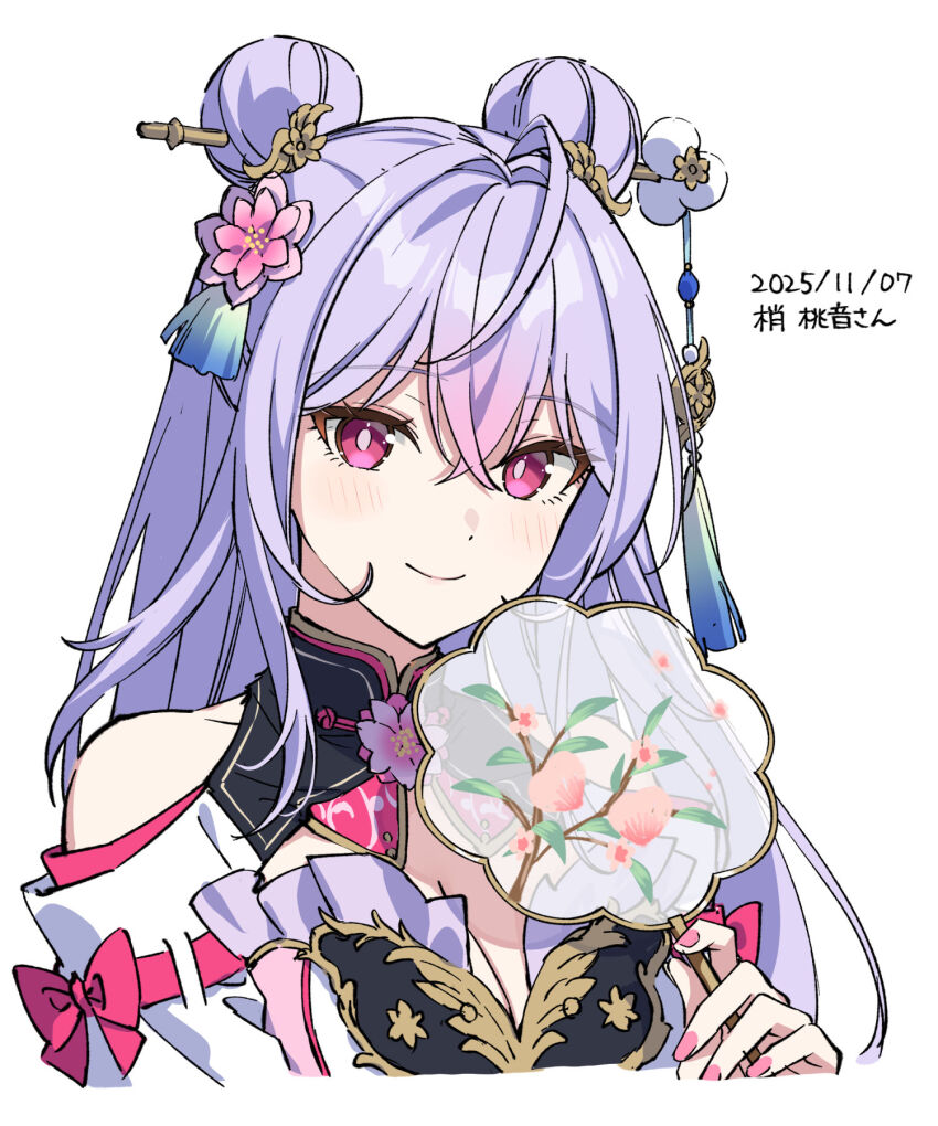 1girl, ahoge, bare_shoulders, blush, breasts, bshi_edayo, chinese_clothes, cleavage